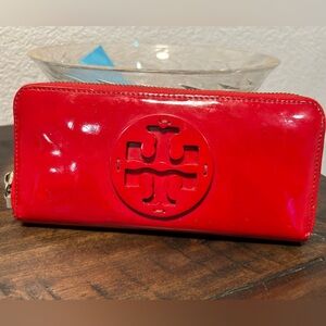 Tory Burch Red Patent Leather Wallet